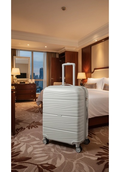 Premium Ultra Dayanıklı Büyük Boy Valiz - Gri %100 Saf Pp Kırılmaz Çok Renkli
