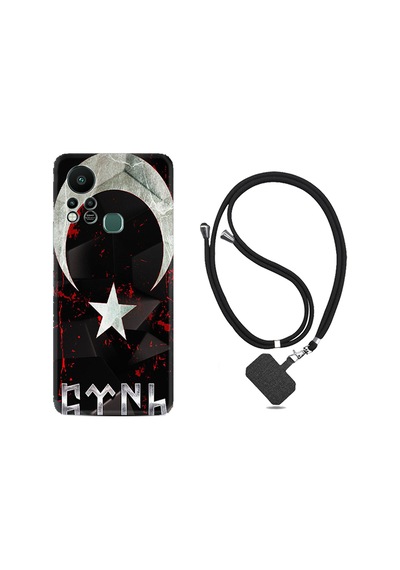 Infinix Hot 11S Kılıf İpli Boyun Askılı Desenli Silikon Göktürk 1394