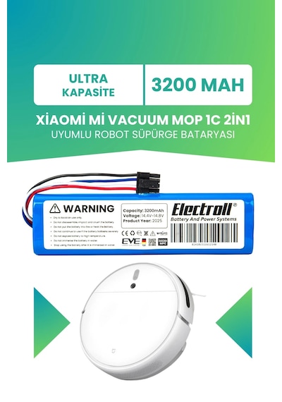 Xiaomi Mi Vacuum Mop 1c 2in1 Uyumlu Batarya Ultra Kapasite 3200mah Robot Süpürge Pil Stytj01zhm