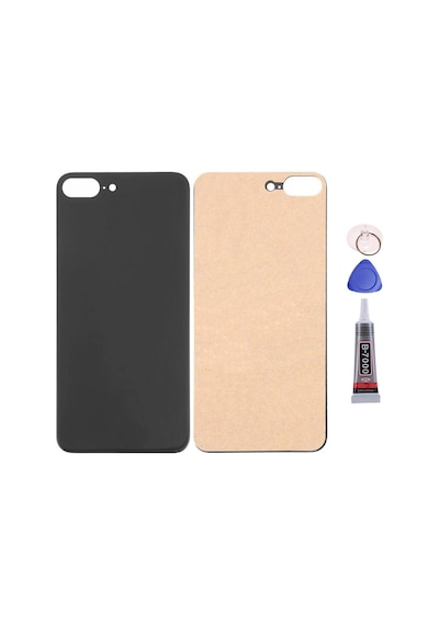Apple Uyumlu iPhone 8 Plus Siyah Arka Kapak Batarya Kapağı Pil Kapağı Yapışkan Ve Sökme Aparatıyla Beraber Full Set Siyah