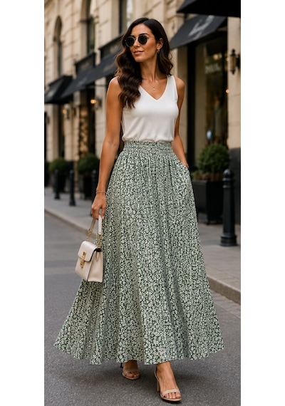 Seldağ Moda %100 Pamuk Viskon İç Göstermez Gizli Cep Kloş Etek Açık İndigo-bej Seldağ Moda %100 Pamuk Viskon İç Göstermez Gizli Cep Kloş Etek Açık İndigo-bej