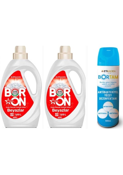 Doğal Mineralli Sıvı Çamaşır Deterjanı Boron Beyazlar İçin 52 Yıkama+ Bortam Dezenfektan 39607384