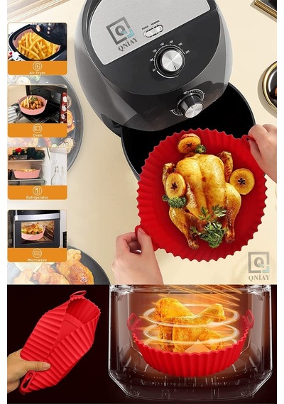 Airfryer Kalıbı Yağsız Kızartma Sıcak Hava Fritöz Silikon Sepet Mat Yapışmaz Pişirme Fırın Matı Sili Diğer
