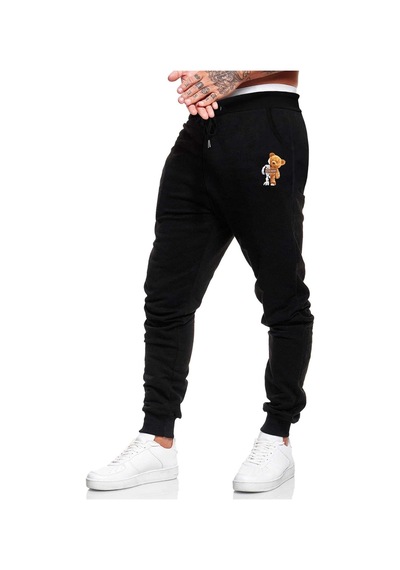 Guys Bear Graphic Drawstring Eşofman Altı Siyah