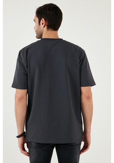 Buratti Pamuklu Bisiklet Yaka Relaxed Fit Basic Erkek T Shirt 5902610 Antrasit