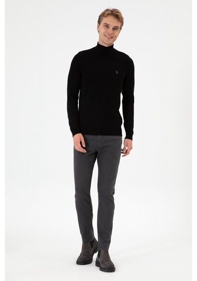 U.S. Polo Assn. Erkek Slim Fit Boğazlı Siyah Basic Kazak 50313712-VR046 U.S. Polo Assn. Erkek Slim Fit Boğazlı Siyah Basic Kazak 50313712-VR046