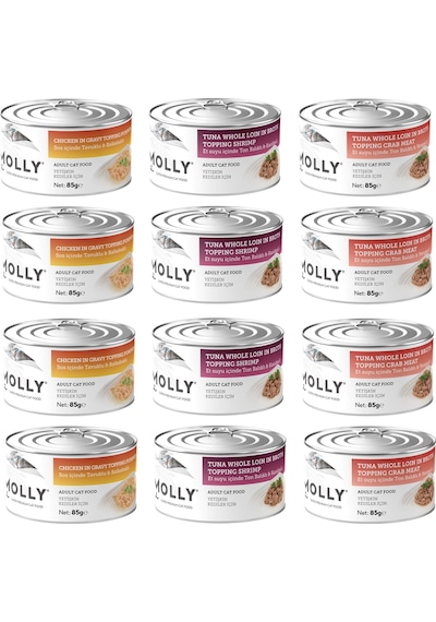 Molly 3 Çeşit Karma Yetişkin Kedi Konservesi 85 Gr. X 12 Adet