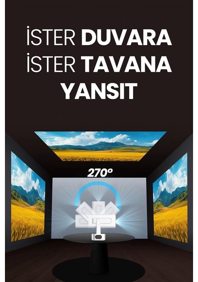 Profesyonel Akıllı Sinema Projeksiyon Cihazı Projektör Ekran Yansıtma Wifi Bluetooth 5.4 300 Ansı Full Hd 4k Destek 30-200 İnç