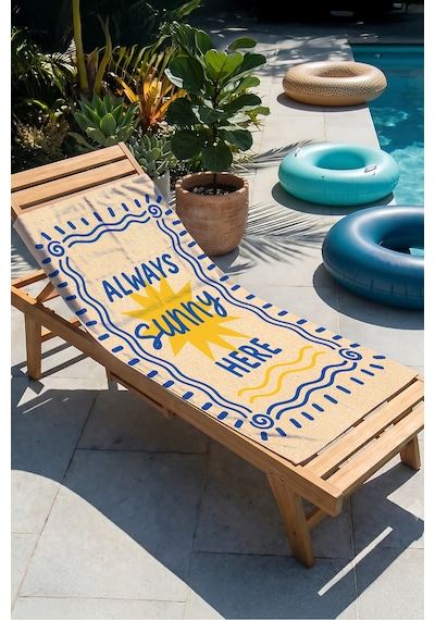 Güneş Temalı Sunny Marine Plaj Havlusu - Akdeniz Stili Sarı Mavi Hızlı Kuruyan Mikrofiber Havlu Yağmur Kanyon
