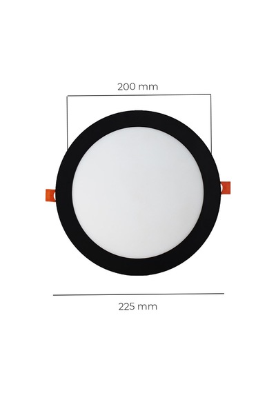 18w Sıva Altı Yuvarlak Siyah Led Panel 3200k Sarı Işık 2 Adet Siyah