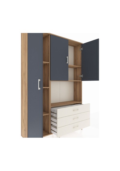 Arges Dolap 6 Raflı 3 Çekmeceli 3 Kapaklı 132x30x195 Çam-antrasit/aytaşı Antrasıt/aytası Arges Dolap 6 Raflı 3 Çekmeceli 3 Kapaklı 132x30x195 Çam-antrasit/aytaşı Antrasıt/aytası
