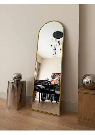 Effe Gold Metal Çerçeveli 160x40 Cm Oval Ayaklı Boy Aynası