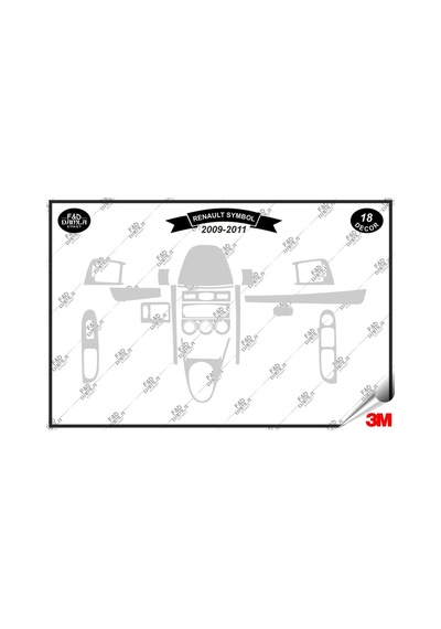 Renault Symbol 2009-2011 Torpido Konsol Trim Göğüs Maun Kaplama Set 18 Parça Gümüş