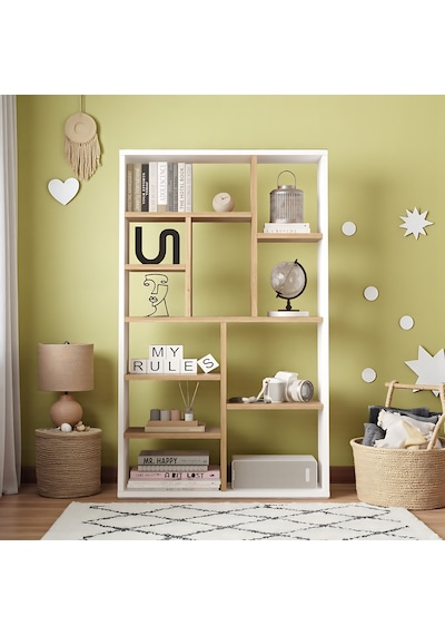 Robin Home Çocuk Genç Odası Kitaplık 124cm Sepet-beyaz Beyaz