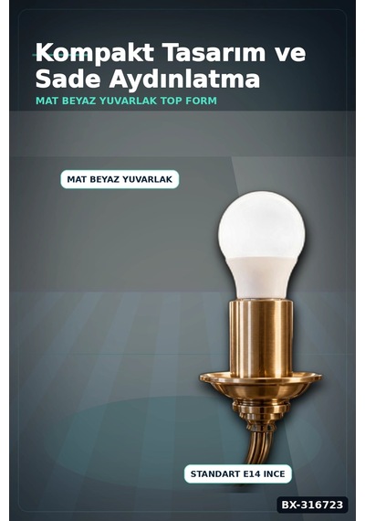Led Top Ampul E14 İnce Duy 6w 6500k Beyaz Işık 540 Lümen Avize Aplik Ampulü Bx-316723