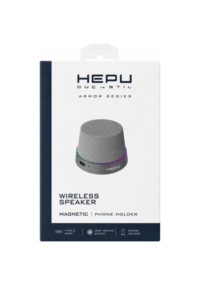 Hp-ms01g Manyetik Bluetooth Hoparlör Telefon Standlı Kablosuz Hoparlör, Bluetooth 5.3 Tws Stereo, 360 Ses Efekti Rgb Led Işıklı, Type-c Şarjlı Taşınabilir Hoparlör Gri