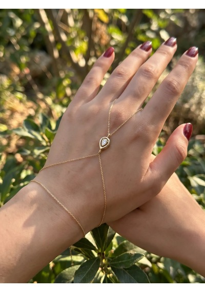 14 Ayar Damla Model Taşlı Şahmeran Altın