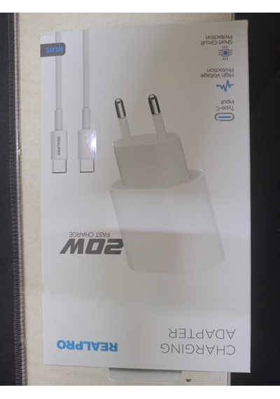 Real Prorl03 Chargıng Adapter Beyaz-1 Adet Kablo Hızlı Typec Kutulu