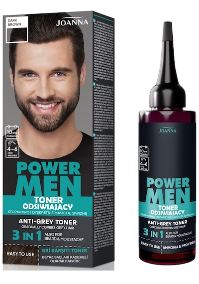 Power Men Anti-grey Toner 3ü1arada Saç Sakal Bıyık 02 Koyu Kahverengi 3 Adet