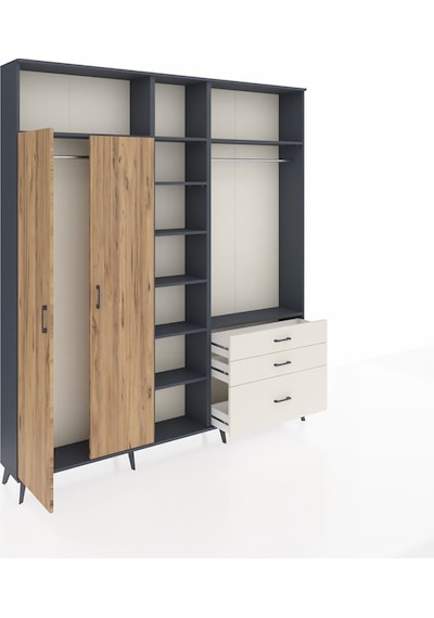 Arges Dolap 9 Raflı 3 Çekmeceli 2 Askılı 220x30x243 Antrasit-çam/aytaşı Atlas Çam/aytası Arges Dolap 9 Raflı 3 Çekmeceli 2 Askılı 220x30x243 Antrasit-çam/aytaşı Atlas Çam/aytası