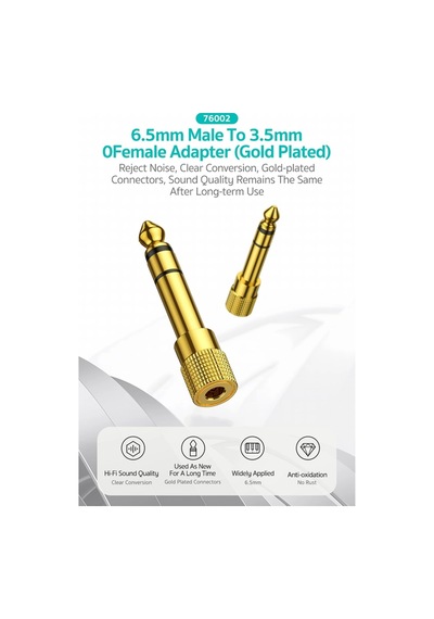 Hi-fi Kayıpsız Ses Altın Kaplama 6.5mm To 3.5mm Jak Adaptörü Amfi Ve Gitar Uyumlu Parazit Önleyici