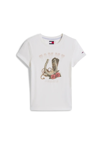 Tommy Hilfiger Tjw Slım Idaho Novel, Ybh Beyaz Kadın T-shirt