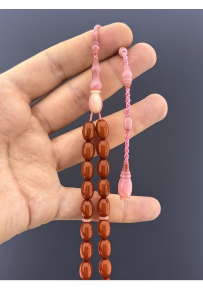 Muri Tesbih 23,8 Gr Yahya Bozkurt Kolye Osmanlı Bağa Badem Kesim 8x12mm