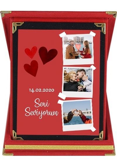Sevgililer Günü Hediyesi Kolaj Fotoğraflı Plaket