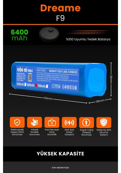 Dreame Mop F9 6400mAh Robot Süpürge Bataryası