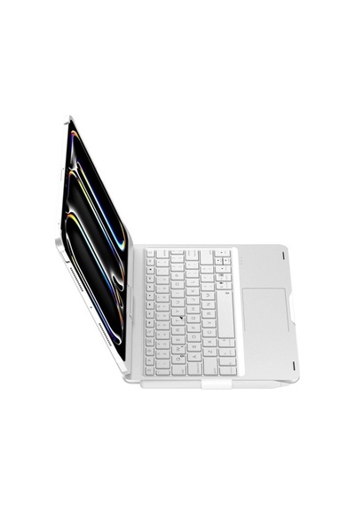 Apple iPad Pro 11 2024 F11 Ats Kılıf Magic Dönen Klavyeli Tablet Kılıf - Gümüş