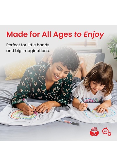 Edding 4500 Tekstil Kalemi - Siyah, 3x Mavi, Yeşil - 5 Kalem - 2-3 Mm Yuvarlak Uç Genel