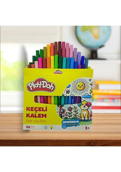 Play-doh 36 Renk Yıkanabilir Felt Tip Keçeli Kalem 2nm