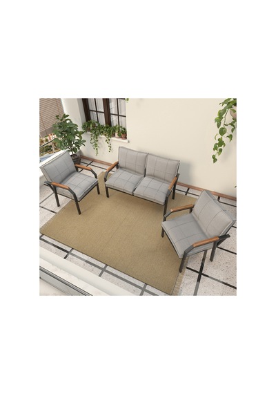 Mygusi "mygusi" Hayal Balkon, Bahçe, Cafe - Metal Kanepe Koltuk Takımı - 2+1+1 Açık Gri Mygusi "mygusi" Hayal Balkon, Bahçe, Cafe - Metal Kanepe Koltuk Takımı - 2+1+1 Açık Gri