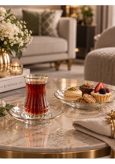 6 Kişilik 12 Parça Lizbon Çay Takımı -7686 Şeffaf