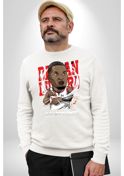 Basketbol Oyun Zamanı Unisex Beyaz Sweatshirt Beyaz