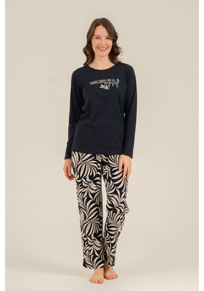Arnetta Kadın Care Yourself Lacivert Uzun Kol Pijama Takım Ar3738-s-v1 Ar3738-s-v1