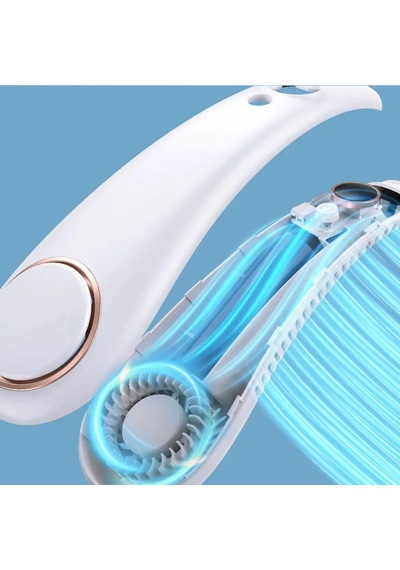 Yeni Nesil Boyun Askılı Giyilebilir Mini Fan 5 Kademeli Dijital Göstergeli Boyun Fanı Soğutucu Vantilatör Beyaz