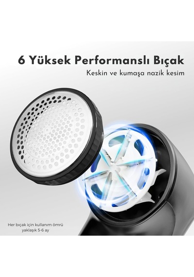 Lebenlang 2000 Mah Elektrikli Tüy Toplayıcı, Led Ekranlı, 6 Bıçaklı, Kıyafet Ve Kumaşlar İçin