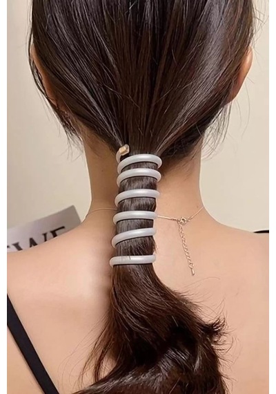 Caş Dekorasyon Beyaz Renk 2 Li Yaylı Spiral Toka Beyaz