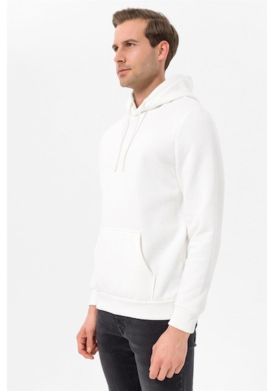 Süvari Kapüşonlu Yaka Regular Kalıp Düz Beyaz Sweatshirt Beyaz