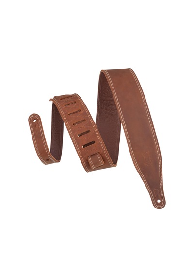 Levy's Leathers Tereyağı Çift Dikiş 6,35 Cm Genişliğinde Giysi Deri Gitar Askısı Deluxe Seri - Kahverengi M17bds-brn