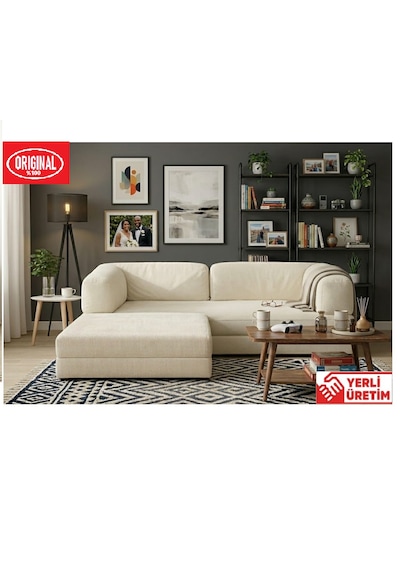 Herev 180x180 Cm 50 Dns Modüler Köşe Koltuk Fitilli Kadife Kumaş, Yatak Olabilen, Modern Tasarım Şark Köşe Krem Herev 180x180 Cm 50 Dns Modüler Köşe Koltuk Fitilli Kadife Kumaş, Yatak Olabilen, Modern Tasarım Şark Köşe Krem