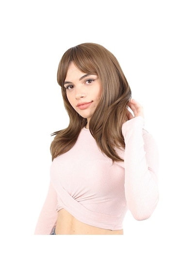 Düz Perçemli Orta Boy Fiber Sentetik Peruk / Kumral - Zmff-713759 Renkli