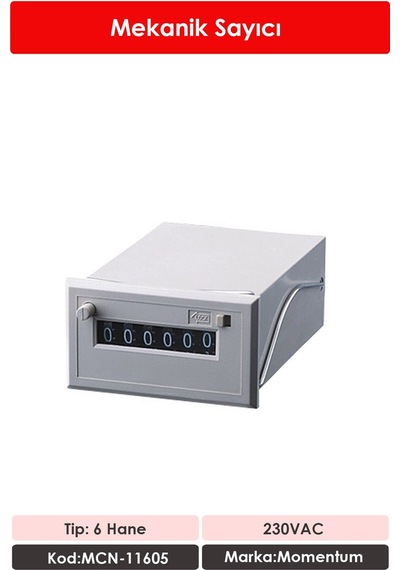 Momentum Mekanik Sayıcı Resetli 6 Hane 230VAC MCN-11605