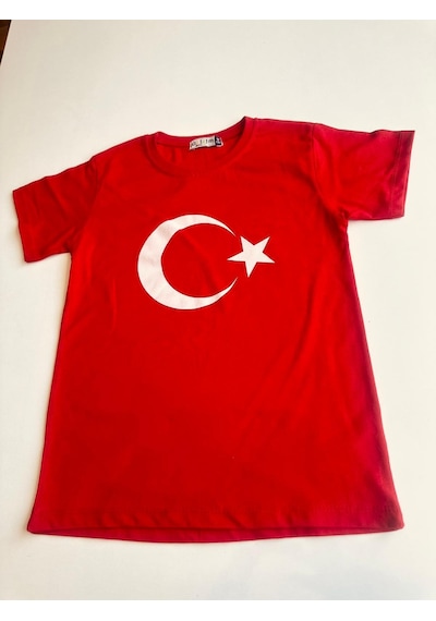 Gala Ay Yıldızlı Türk Bayraklı Tişört Unisex Beyaz
