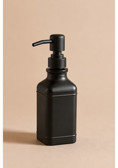 Aura Cam Sıvı Sabunluk 400 Ml Siyah Pompalı Modern Dekoratif Banyo Ve Mutfak Dispenseri - 19,5 Cm X 6 Cm X 6 Cm