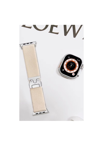 Apple Watch 42mm Uyumlu Forest Kumaş Kordon - Krem