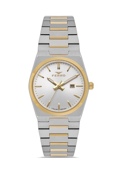 Ferro Fl21495a-d Quartz Çelik Altın/gri 32 Mm Kadın Kol Saati Gri