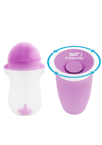 Munchkin Tıklama Kilitli Uçlu Alıştırma Bardağı 12ay+,296ml,mor + Mor