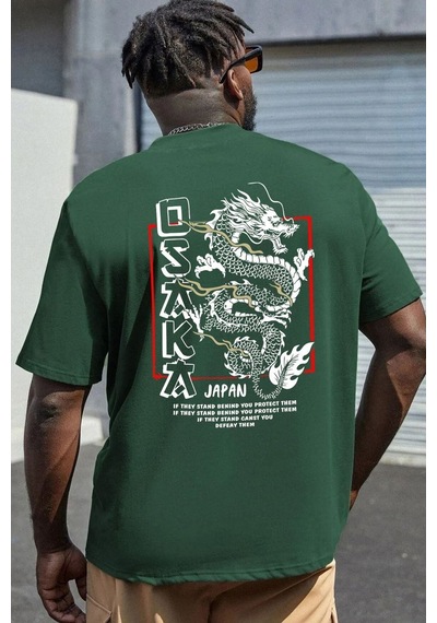 Flood Of Style Unisex Osaka Baskılı T-shirt Yeşil